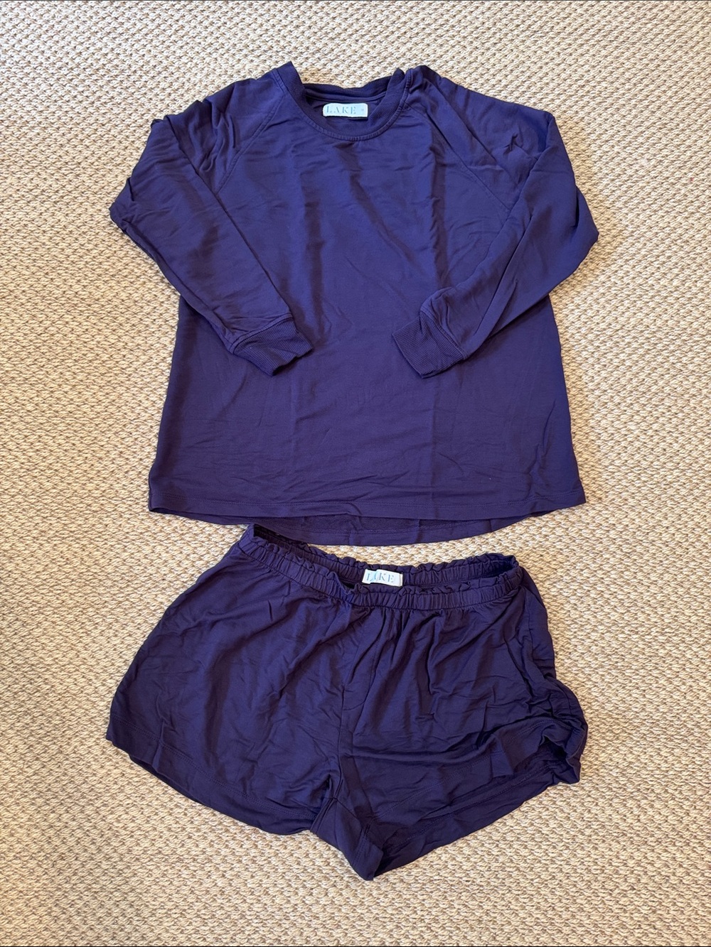 LAKE Long Sleeve Top & Shorts Pajama Set in Deep Navy